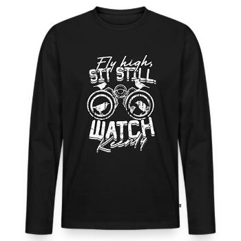 Bird watching ornithologist - Men's Premium Organic Long Sleeve Shirt - black - Front - Nico (187cm)