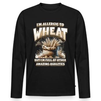 Allergie au blé - T-shirt manches longues Premium bio Homme - noir - Devant - Nico (187cm)