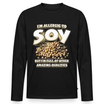 Allergie au soja - T-shirt manches longues Premium bio Homme - noir - Devant - Nico (187cm)