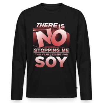 Allergie au soja - T-shirt manches longues Premium bio Homme - noir - Devant - Nico (187cm)