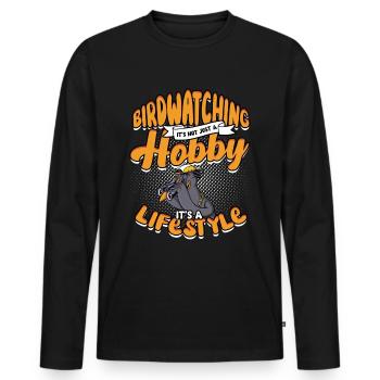Bird watching ornithologist - Men's Premium Organic Long Sleeve Shirt - black - Front - Nico (187cm)