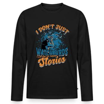 Bird watching ornithologist - Men's Premium Organic Long Sleeve Shirt - black - Front - Nico (187cm)