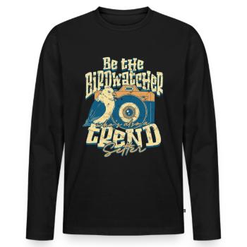 Bird watching ornithologist - Men's Premium Organic Long Sleeve Shirt - black - Front - Nico (187cm)
