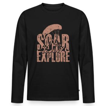 Paragliding Paraglider Gleiter Soar And Explore - Männer Premium Bio Langarmshirt - Schwarz - Vorne - Nico (187cm)