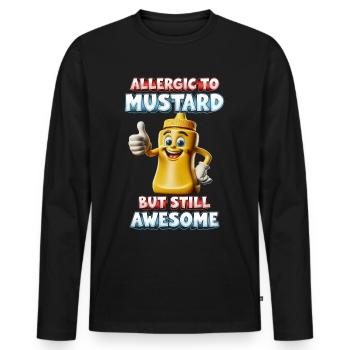 Allergie à la moutarde Allerigique à la moutarde - T-shirt manches longues Premium bio Homme - noir - Devant - Nico (187cm)