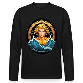Sternzeichen Wassermann - Männer Premium Bio Langarmshirt - Schwarz - Vorne - Nico (187cm)