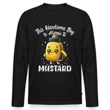 Mustard Allergy Allergic To Mustard - Men's Premium Organic Long Sleeve Shirt - black - Front - Nico (187cm)