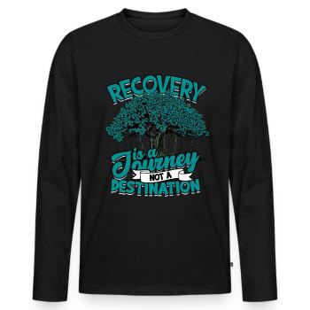 Le rétablissement de la dépendance est un voyage, pas une destination - T-shirt manches longues Premium bio Homme - noir - Devant - Nico (187cm)