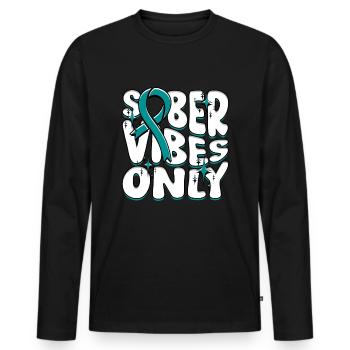 detoxification withdrawal addictive sober vibes only - Men's Premium Organic Long Sleeve Shirt - black - Front - Nico (187cm)