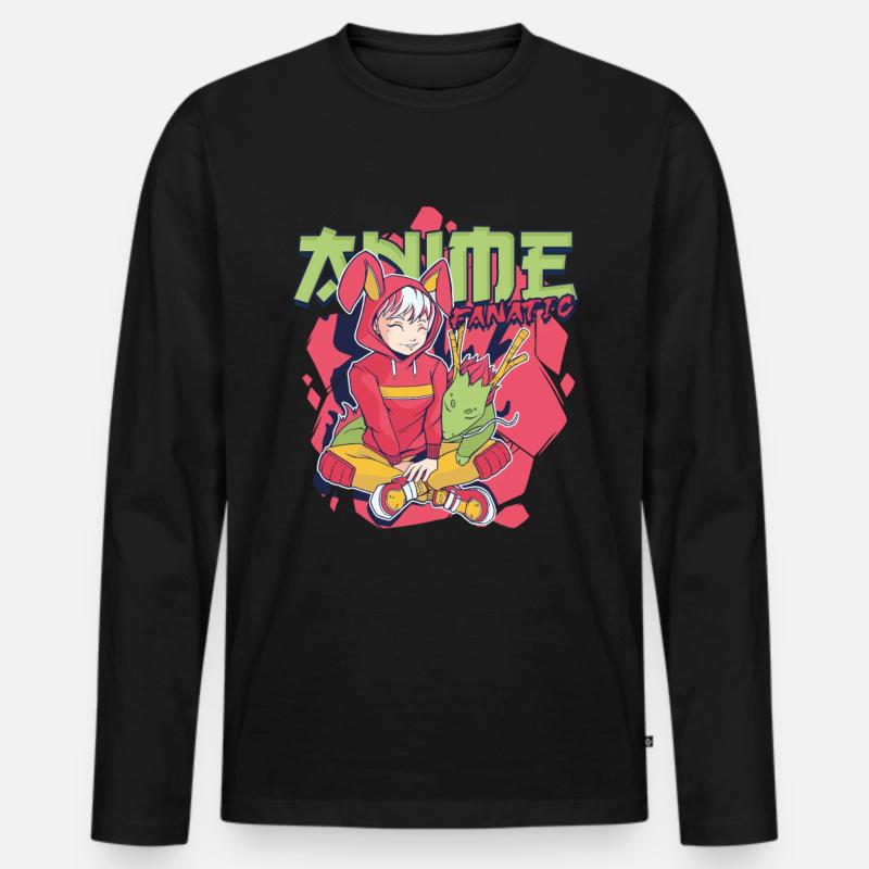 Anime Fanatic - Männer Premium Bio Langarmshirt - Schwarz