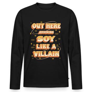 Sojaallergie ici : éviter le soja - T-shirt manches longues Premium bio Homme - noir - Devant - Nico (187cm)