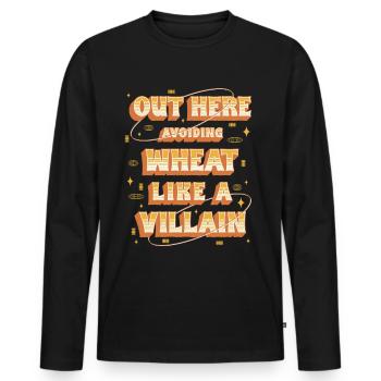 Allergie au blé ici : éviter le blé - T-shirt manches longues Premium bio Homme - noir - Devant - Nico (187cm)