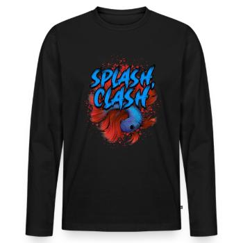 Betta Fish Siamese Betta Fish Splash Clash - Men's Premium Organic Long Sleeve Shirt - black - Front - Nico (187cm)