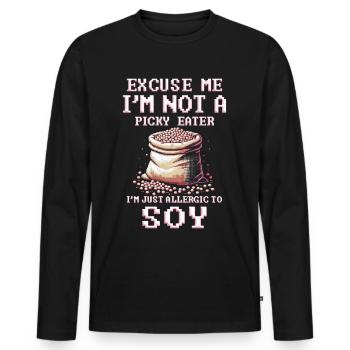 Allergie au soja Je suis juste allergique au soja - T-shirt manches longues Premium bio Homme - noir - Devant - Nico (187cm)
