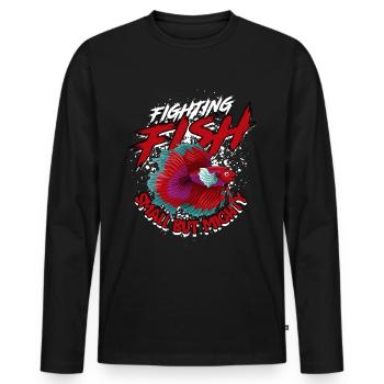 Poisson Betta Betta siamois - T-shirt manches longues Premium bio Homme - noir - Devant - Nico (187cm)