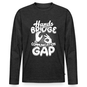 ASL Dolmetscher Gebärdensprache - Männer Premium Bio Langarmshirt - Anthrazit meliert - Vorne - Nico (187cm)