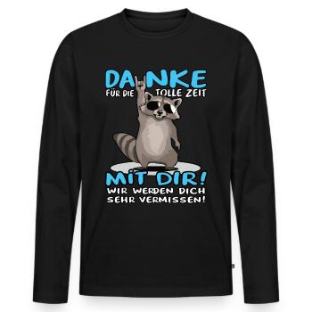 Danke für die tolle Zeit mit dir Waschbär Kollege - Männer Premium Bio Langarmshirt - Schwarz - Vorne - Nico (187cm)