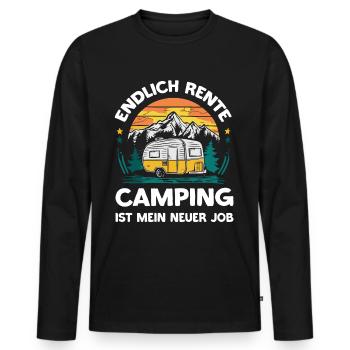 Endlich Rente Camping ist mein neuer Job | Campen - Männer Premium Bio Langarmshirt - Schwarz - Vorne - Nico (187cm)