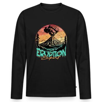 Géologie, géologue, spécialiste des éruptions en sciences de la Terre - T-shirt manches longues Premium bio Homme - noir - Devant - Nico (187cm)