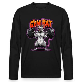 Gym Rat Kraftsport | Bodybuilder | Fitnesstrainer - Männer Premium Bio Langarmshirt - Schwarz - Vorne - Nico (187cm)