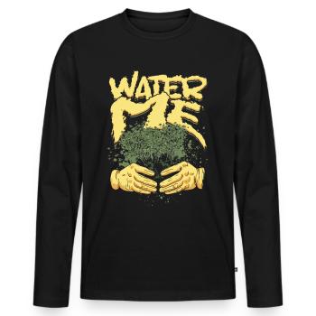 Plantes Plant Collector Plant Water Me - T-shirt manches longues Premium bio Homme - noir - Devant - Nico (187cm)