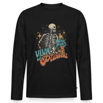Plantes Plant Collector Plant Viva La Planta - T-shirt manches longues Premium bio Homme - noir - Devant - Nico (187cm)