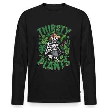 Plantes Collectionneur de plantes Plantes assoiffées - T-shirt manches longues Premium bio Homme - noir - Devant - Nico (187cm)