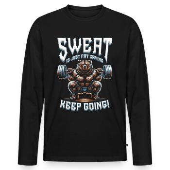La transpiration du bodybuilder d’entraînement des jambes n’est que de la graisse qui pleure - T-shirt manches longues Premium bio Homme - noir - Devant - Nico (187cm)