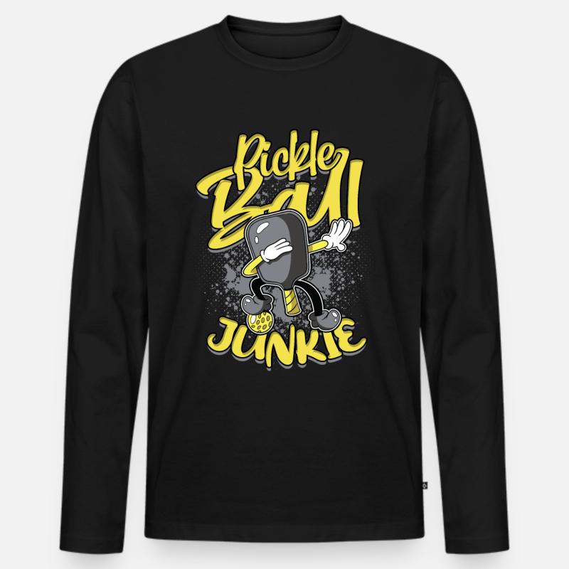 Pickleball - Männer Premium Bio Langarmshirt - Schwarz