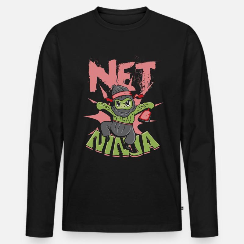 Pickleball Net Ninja - Männer Premium Bio Langarmshirt - Schwarz
