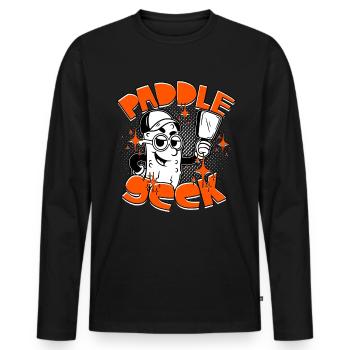 Pickleball Paddle Seek - Men's Premium Organic Long Sleeve Shirt - black - Front - Nico (187cm)