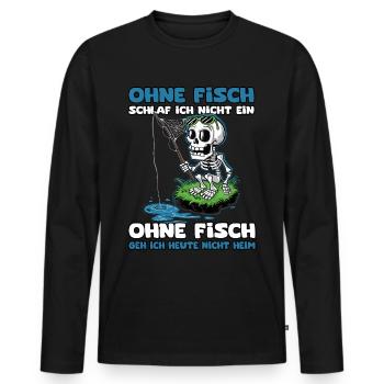Ohne Fisch schlaf ich nicht ein | Angler - Männer Premium Bio Langarmshirt - Schwarz - Vorne - Nico (187cm)