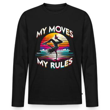 Breakdance B-boy Mes mouvements Mes règles - T-shirt manches longues Premium bio Homme - noir - Devant - Nico (187cm)