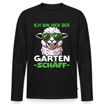 Ich bin hier der Garten Schäff | Chef Gärtner - Männer Premium Bio Langarmshirt - Schwarz - Vorne - Nico (187cm)