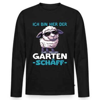 Ich bin hier der Garten Schäff | Chef Gärtner - Männer Premium Bio Langarmshirt - Schwarz - Vorne - Nico (187cm)