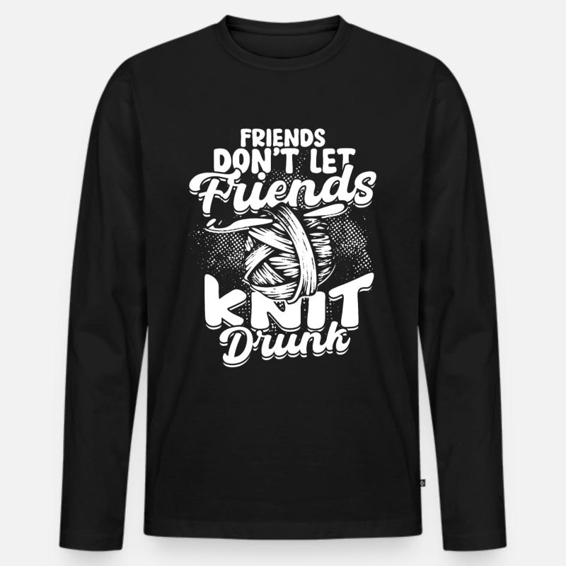 Stricken Häkeln - Männer Premium Bio Langarmshirt - Schwarz