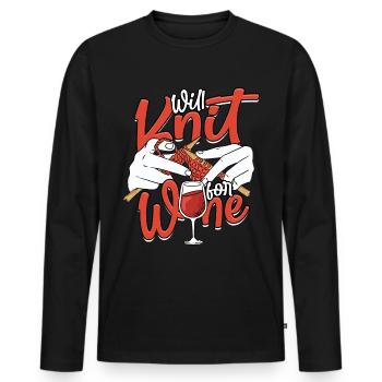 Stricken Häkeln Will knit for wine - Männer Premium Bio Langarmshirt - Schwarz - Vorne - Nico (187cm)