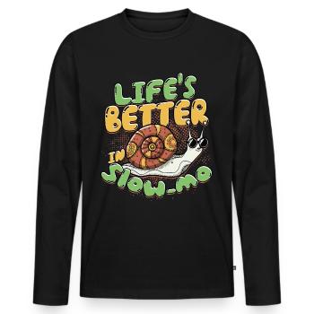 Snail Entomologist - Men's Premium Organic Long Sleeve Shirt - black - Front - Nico (187cm)