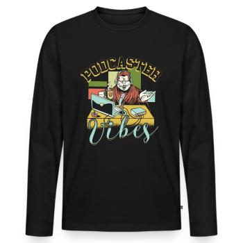 Podcast Podcaster Vibes Podcasting - Men's Premium Organic Long Sleeve Shirt - black - Front - Nico (187cm)