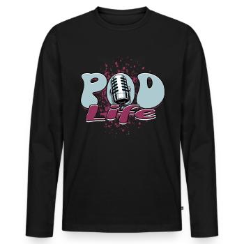 Podcast Podcaster Podcasting - Men's Premium Organic Long Sleeve Shirt - black - Front - Nico (187cm)