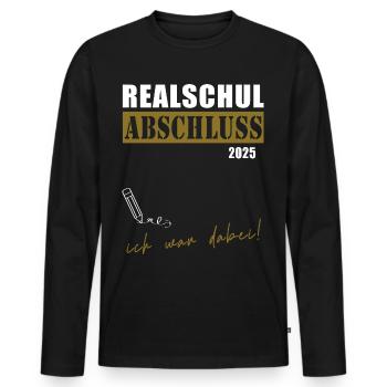 Abschluss 2025 Realschule - Männer Premium Bio Langarmshirt - Schwarz - Vorne - Nico (187cm)