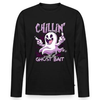 Geisterköder Halloween Chillin avec l’appât fantôme - T-shirt manches longues Premium bio Homme - noir - Devant - Nico (187cm)