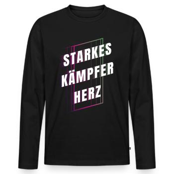 Starkes Kämpferherz - Glücksbringer - Mut machen - Männer Premium Bio Langarmshirt - Schwarz - Vorne - Nico (187cm)