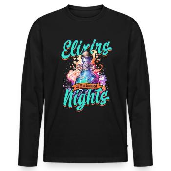Apothecary Elixirs Of Enchanted Nights - Men's Premium Organic Long Sleeve Shirt - black - Front - Nico (187cm)