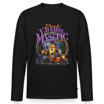 Apothecary Dark Elixirs Mystic Nights - Men's Premium Organic Long Sleeve Shirt - black - Front - Nico (187cm)