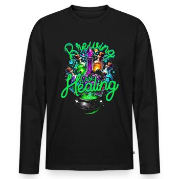 Apotheker Kräutersammler Brewing Dark Healing - Männer Premium Bio Langarmshirt - Schwarz - Vorne - Nico (187cm)