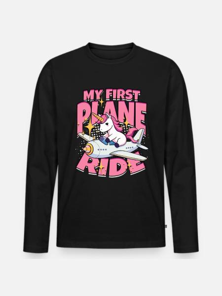 Erster Flug Flugzeugflug - Männer Premium Bio Langarmshirt - Schwarz