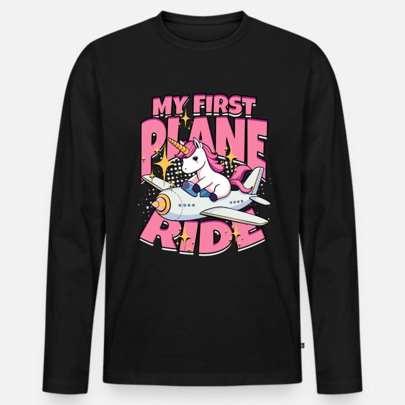 Erster Flug Flugzeugflug - Männer Premium Bio Langarmshirt - Schwarz