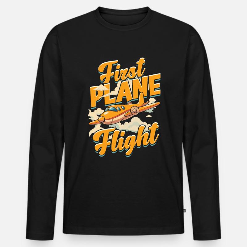 First Flight Airplane Flight - Men's Premium Organic Long Sleeve Shirt - black