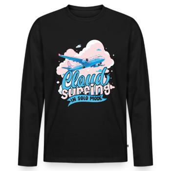 First Solo Flight Pilot Cloud Surfing In Solo Mode - Men's Premium Organic Long Sleeve Shirt - black - Front - Nico (187cm)